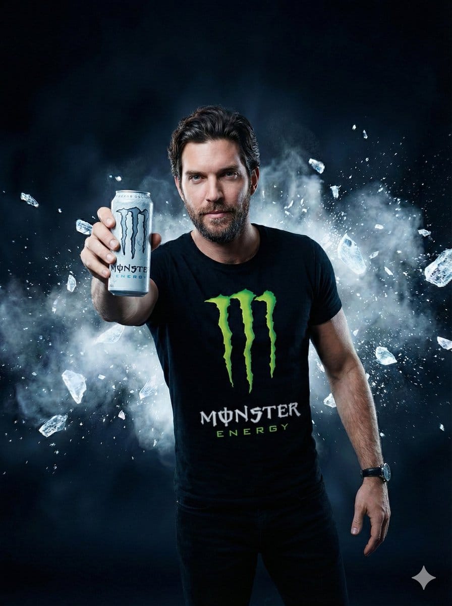 Hyper-Realistic Commercial Portrait for Monster Energy - AI Generated Character Style Image Example
