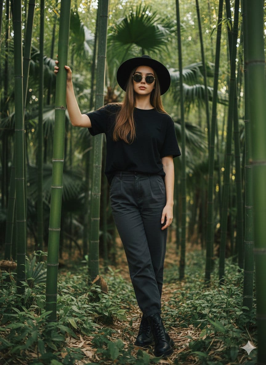 Hyper-realistic environmental portrait of stylish woman prompt (partial) - AI Generated Character Style Image Example