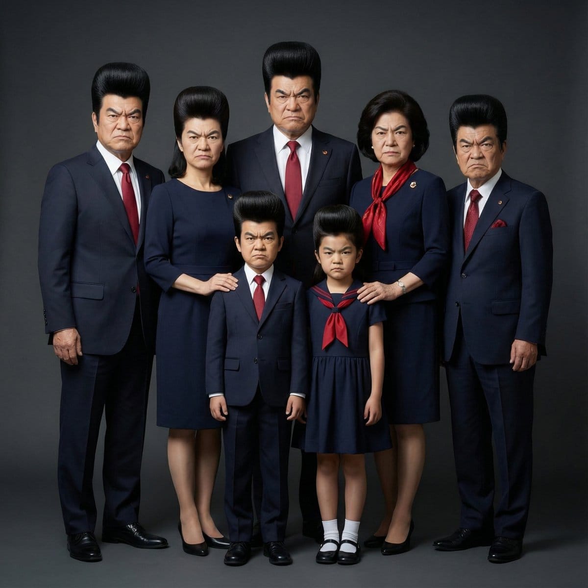 Hyper-Realistic Family Portrait with Identical Faces - Prompt de IA