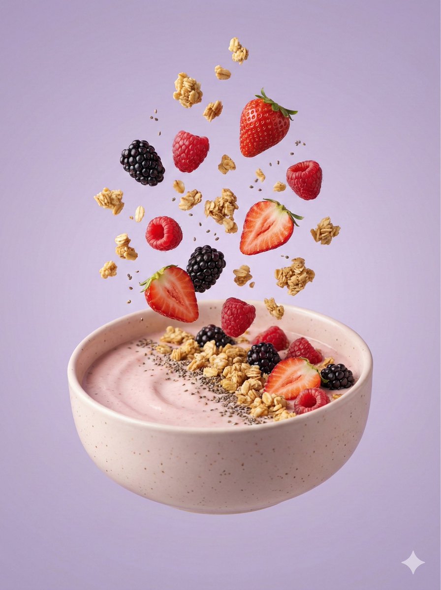 Hyper-Realistic Floating Smoothie Bowl