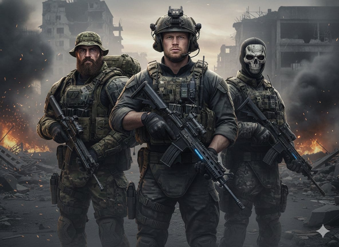 Hyper-Realistic Military Squad Portrait - AI提示詞