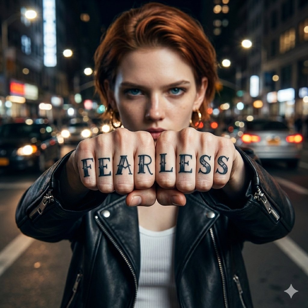 Preview image for Hyper-realistic Portrait with Knuckle Tattoos prompt