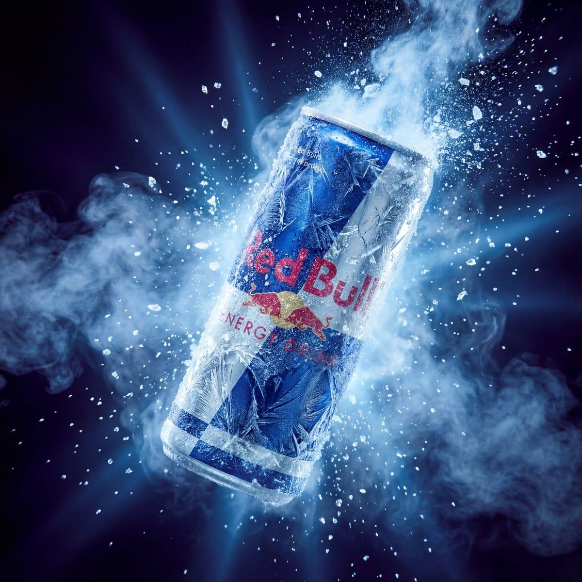 Hyper-Realistic Red Bull Can Ice Explosion Commercial - AI Generated Realistic Style Image Example