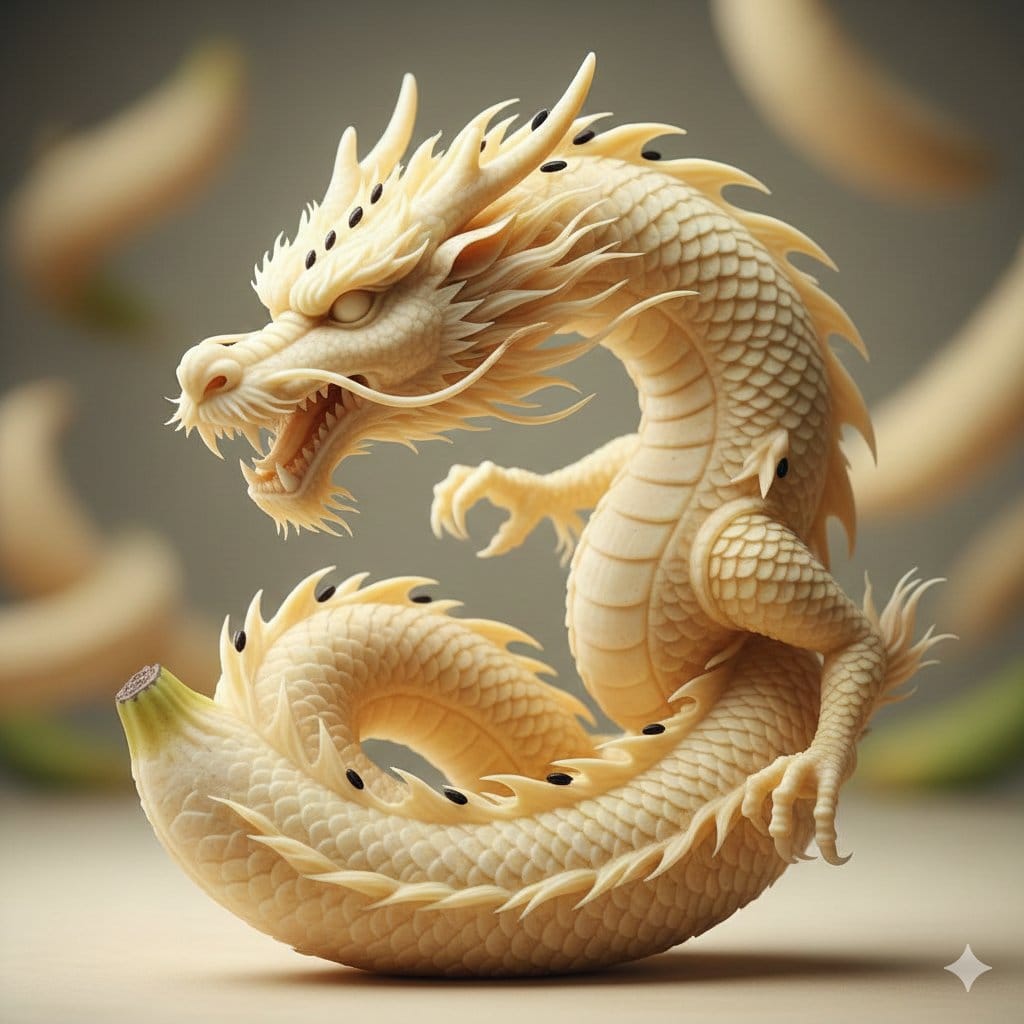 Hyper-Realistic Sculpture Carved from Banana Flesh - AI Prompt