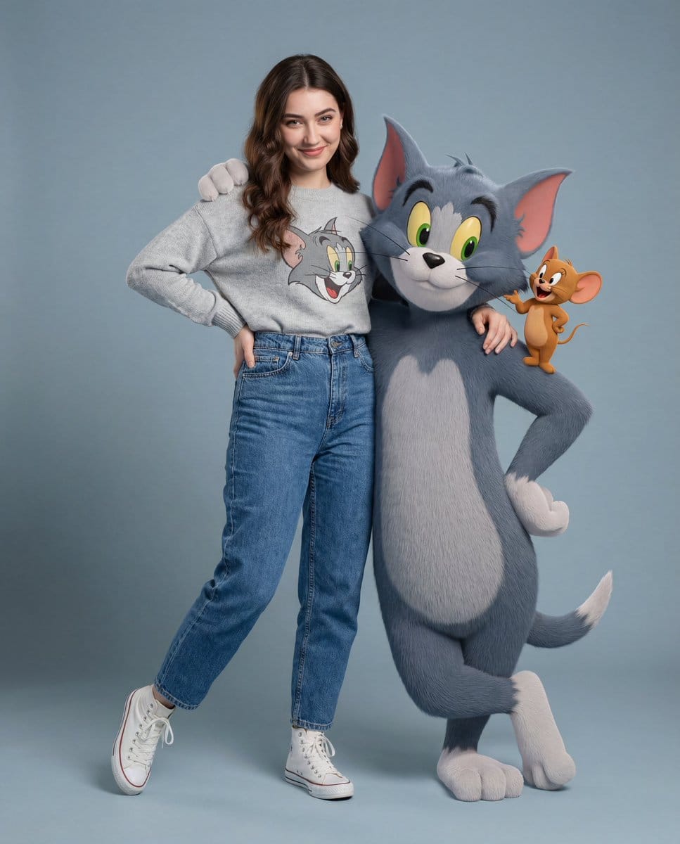 Hyper-realistic Tom & Jerry Fashion Shoot - نص توجيهي للذكاء الاصطناعي