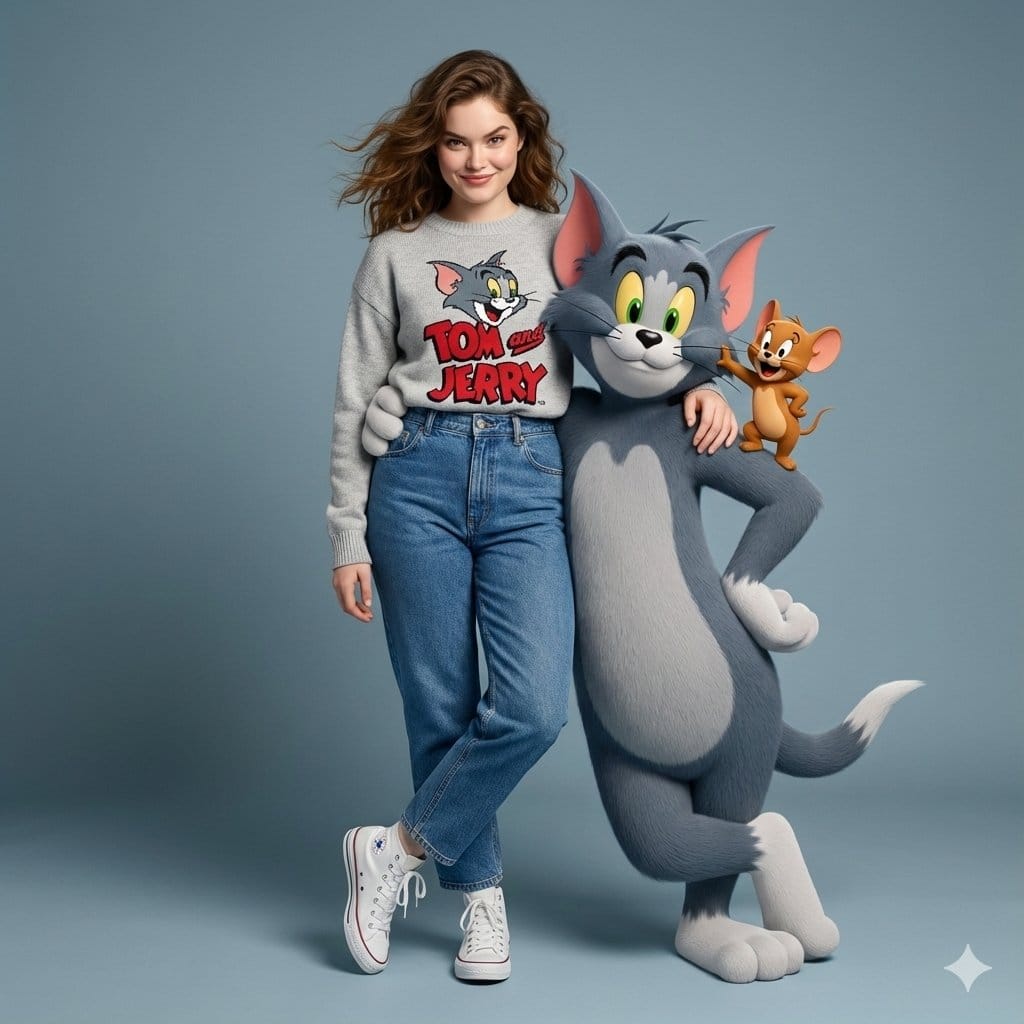 Hyper-Realistic Tom & Jerry Interaction Portrait - نص توجيهي للذكاء الاصطناعي