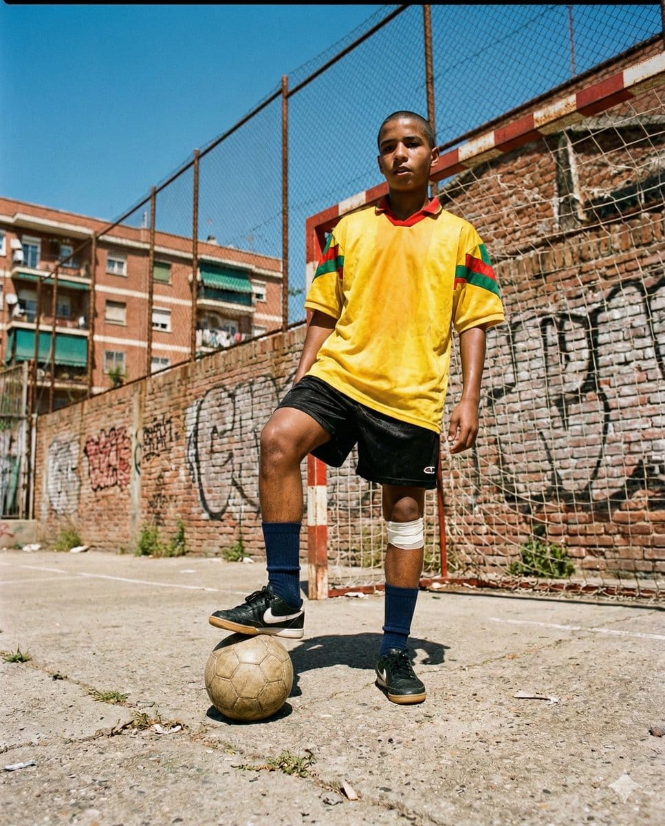 Hyper-Realistic Urban Soccer Bicycle Kick Action Shot - KI-Prompt