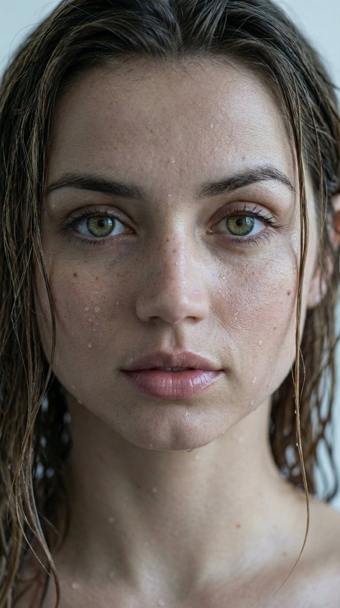 Hyper-Realistic Wet Look Close-Up Portrait - KI-Prompt