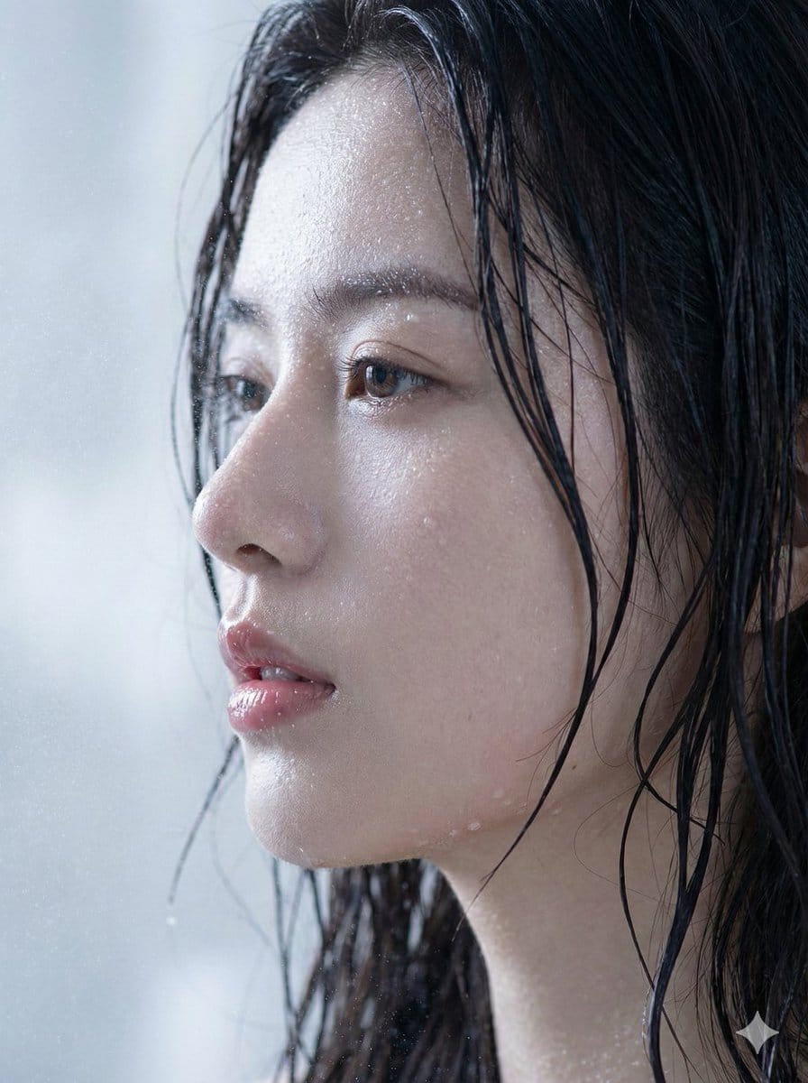 Hyper-Realistic Wet Skin Portrait (Macro Focus) - AI Generated Character Style Image