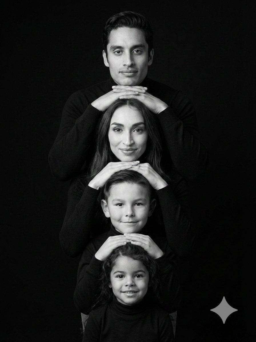 Preview image for Hyperrealistic 4-Person Family Portrait prompt