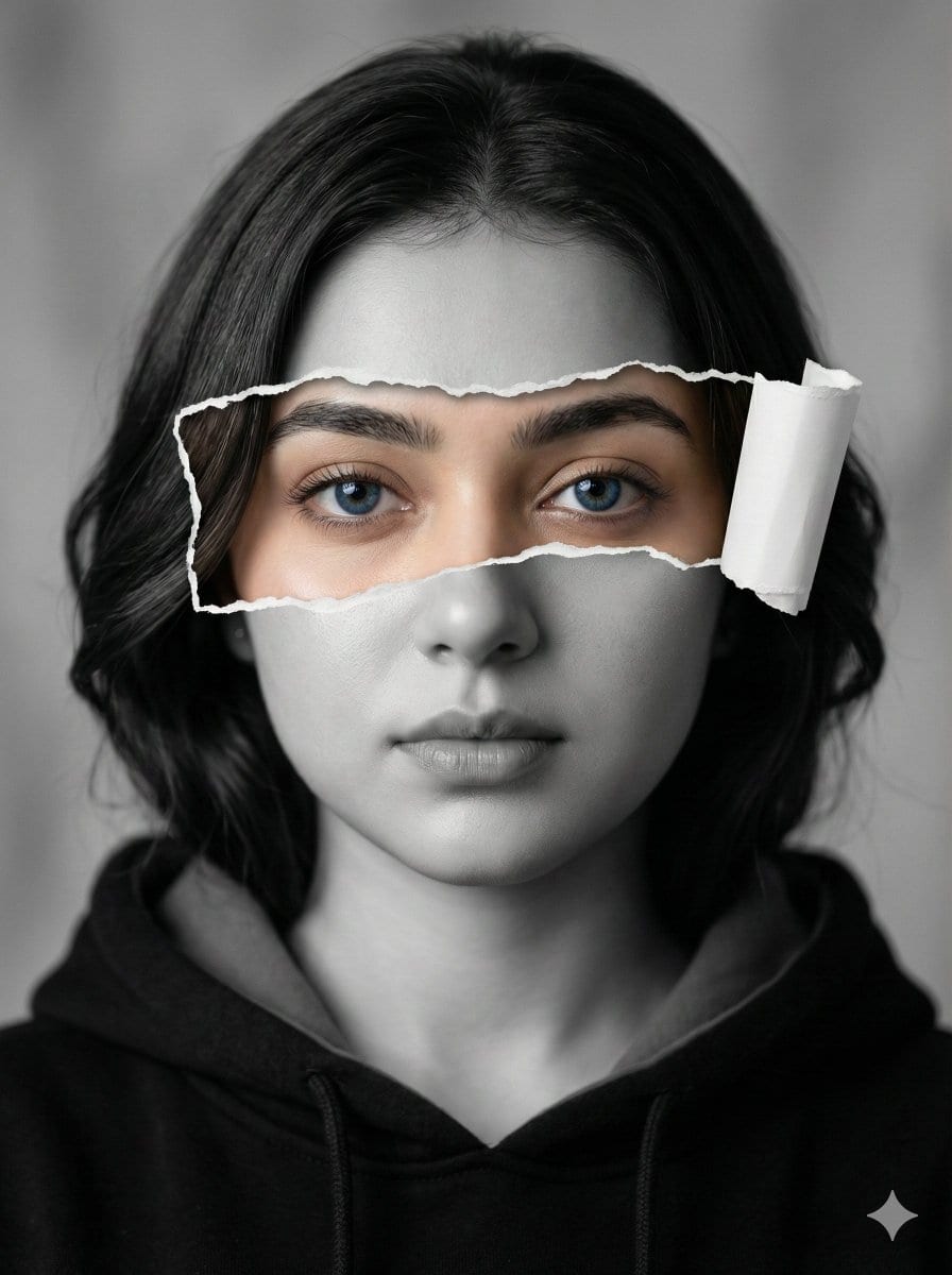 Hyperrealistic Black-and-White Portrait with Selective Color - KI-Prompt