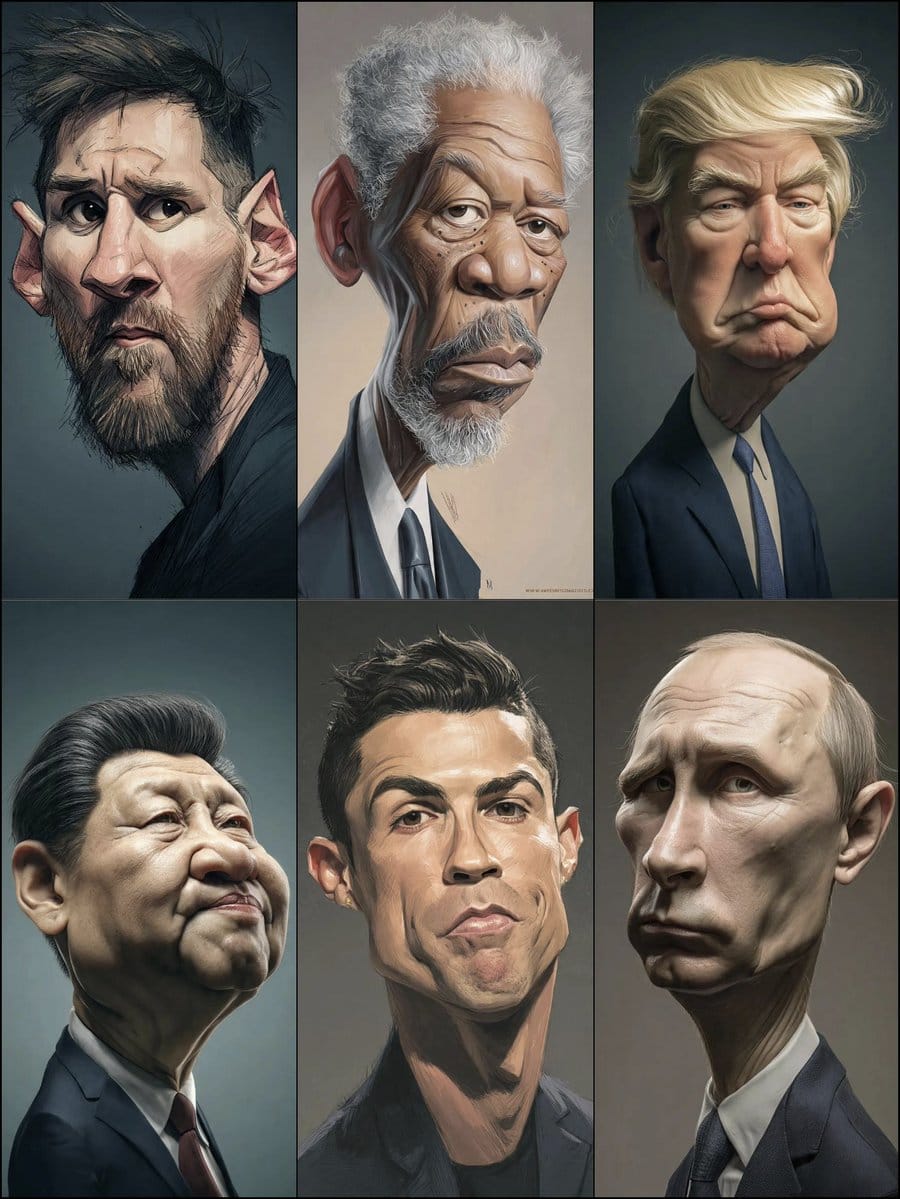 Hyperrealistic Caricature Portrait - Промпт ИИ