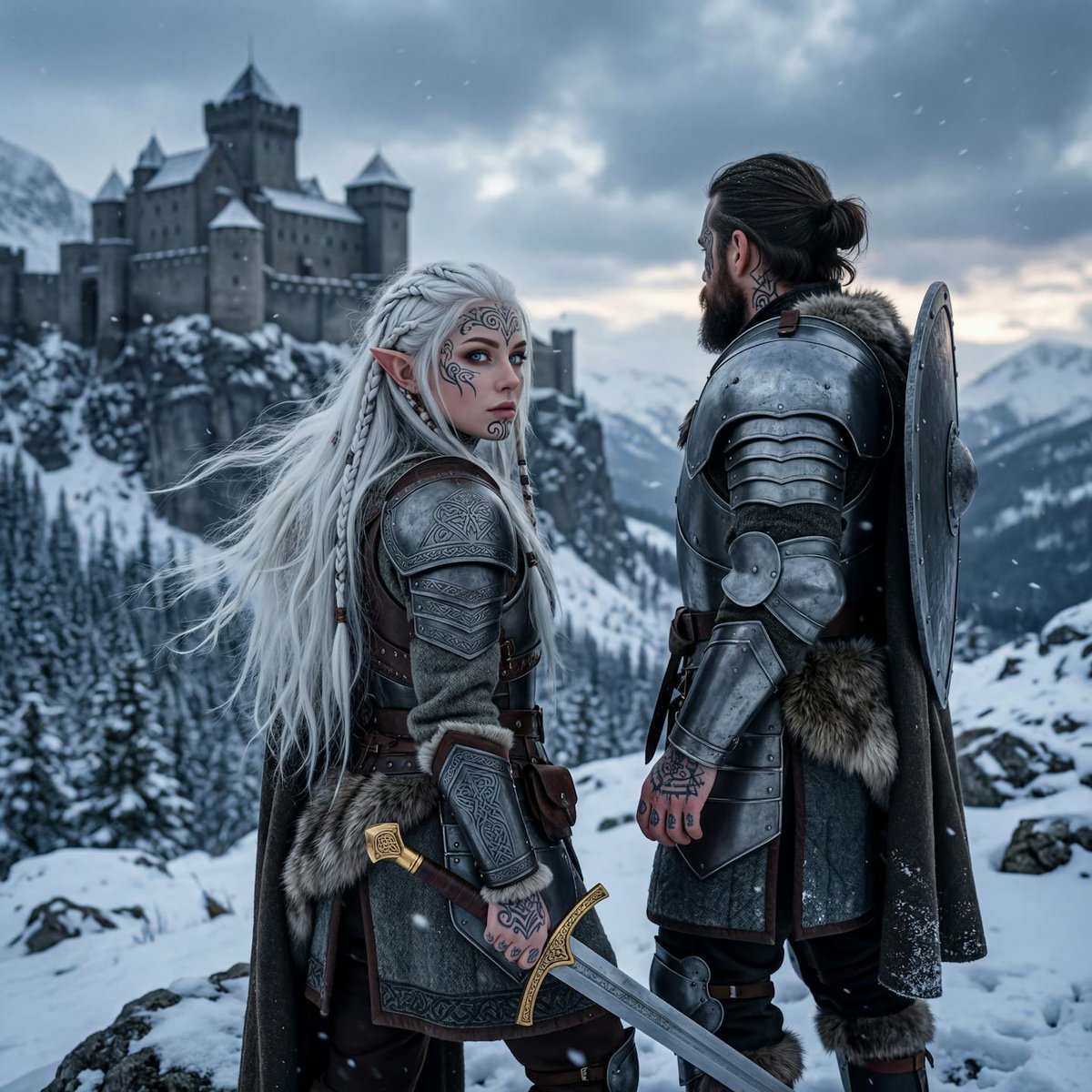 Preview image for Hyperrealistic Tattooed Elf Couple prompt