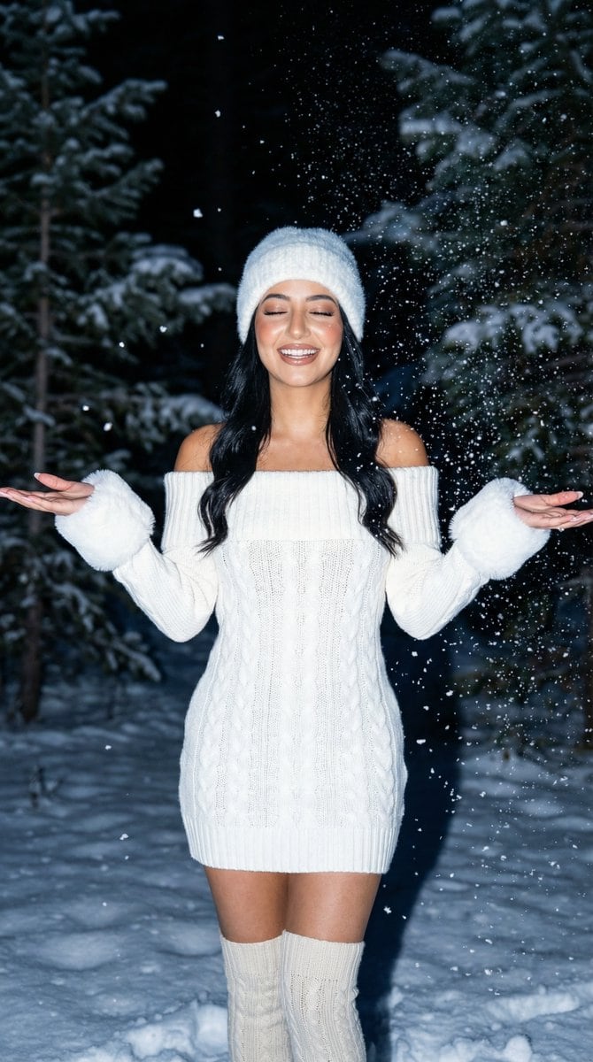 Hyperrealistic Winter Night Flash Portrait Prompt - Prompt IA