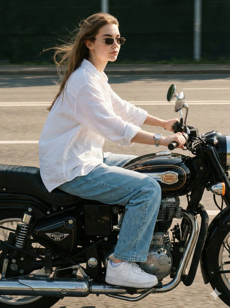 Identity-Locked Motorcycle Ride Photo - Prompt IA