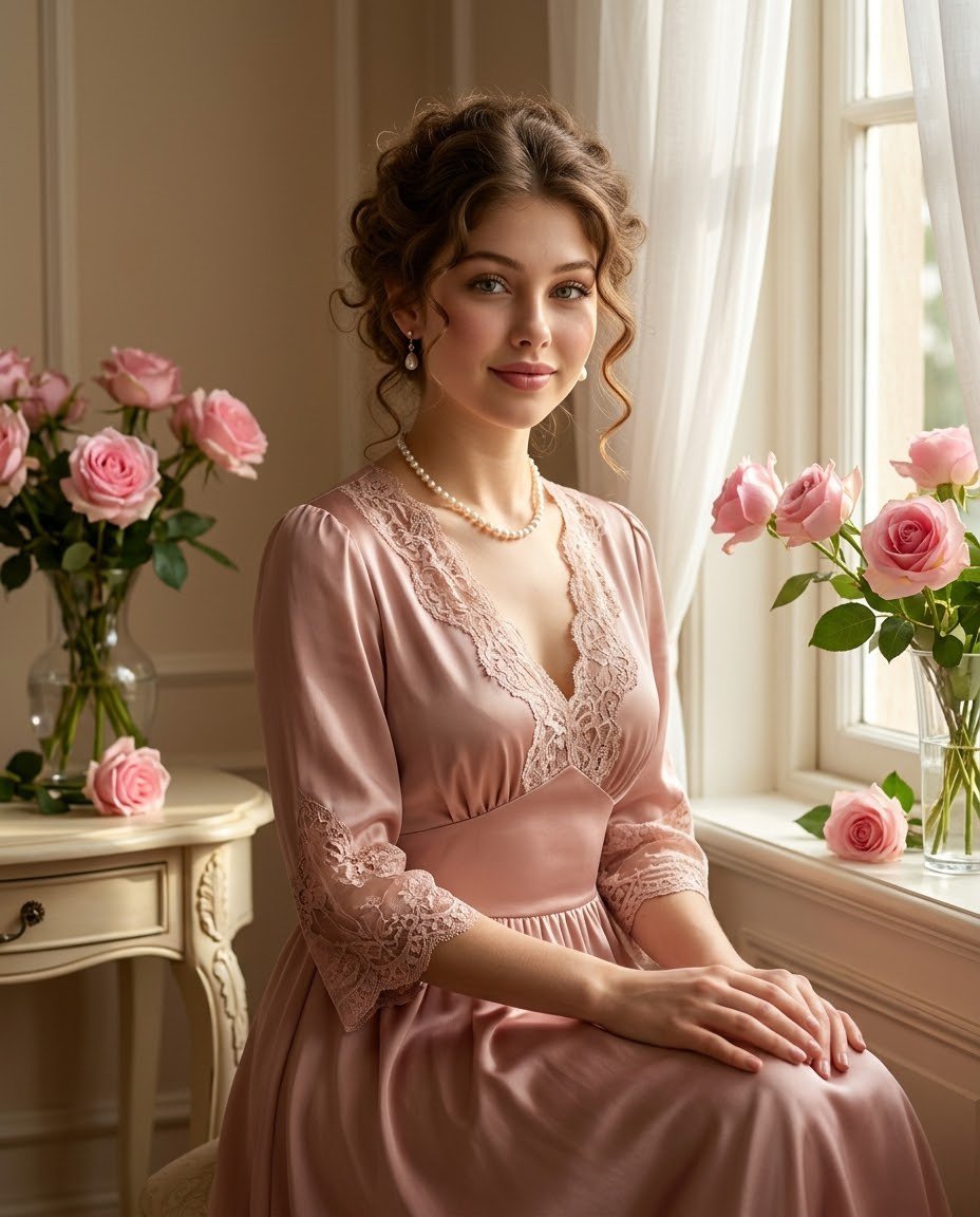 Preview image for Identity-Preserving Satin Dress Portrait prompt