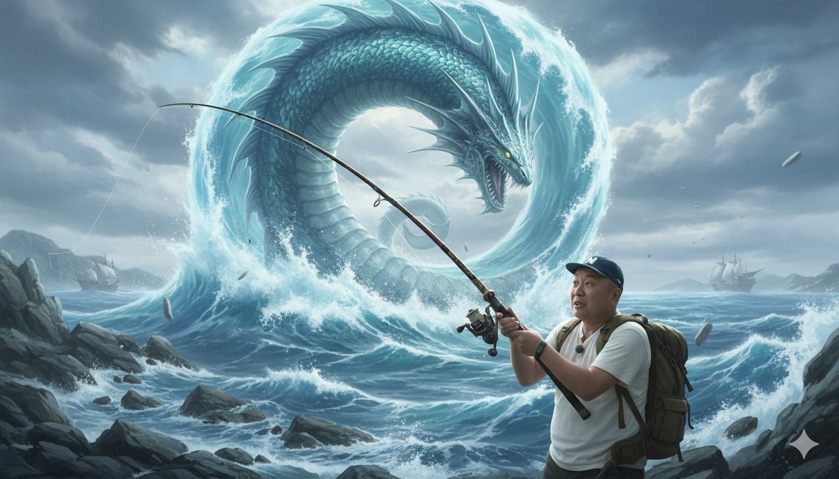 Image Generation Prompt: Nishimura Mizuki Fishing Leviathan