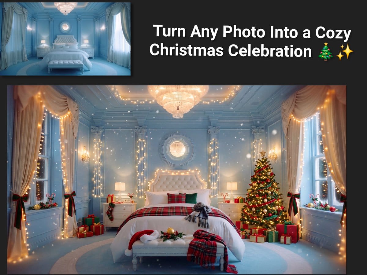 Image Transformation to Cozy Christmas Scene - Prompt IA