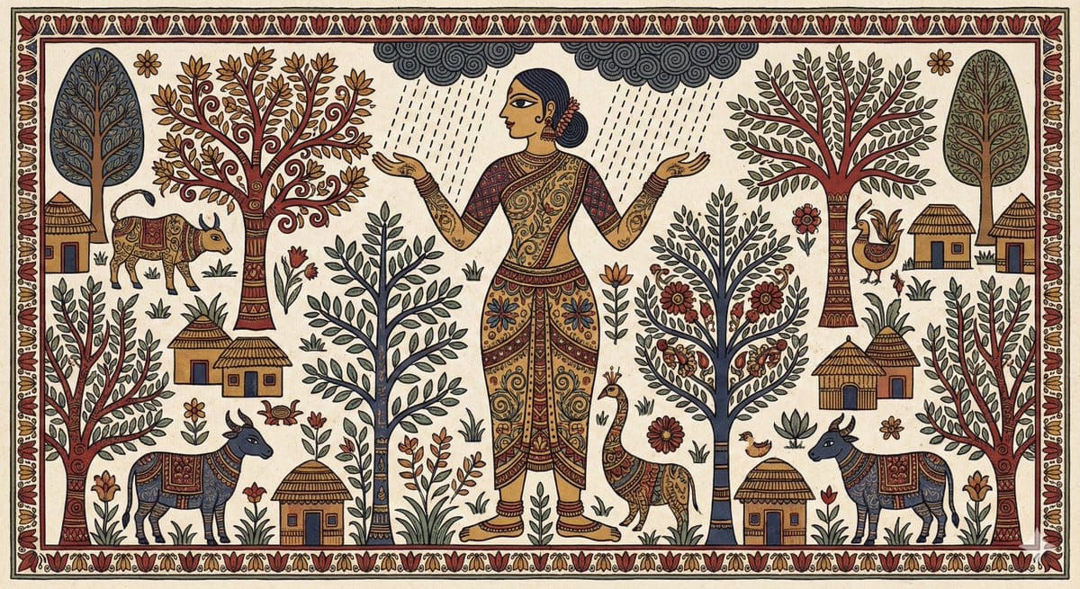 Indian Folk Art Depiction Prompt - Prompt IA