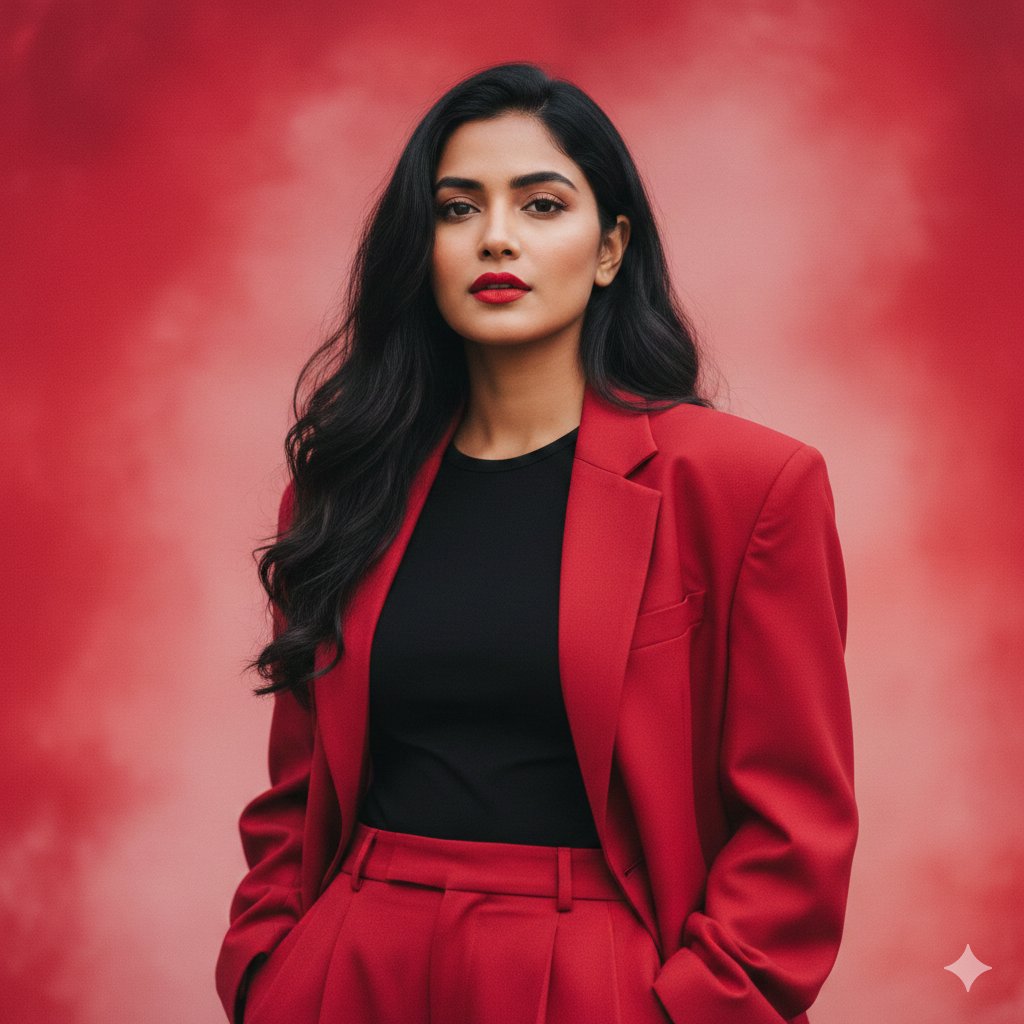 Indian Woman in Red Suit Portrait