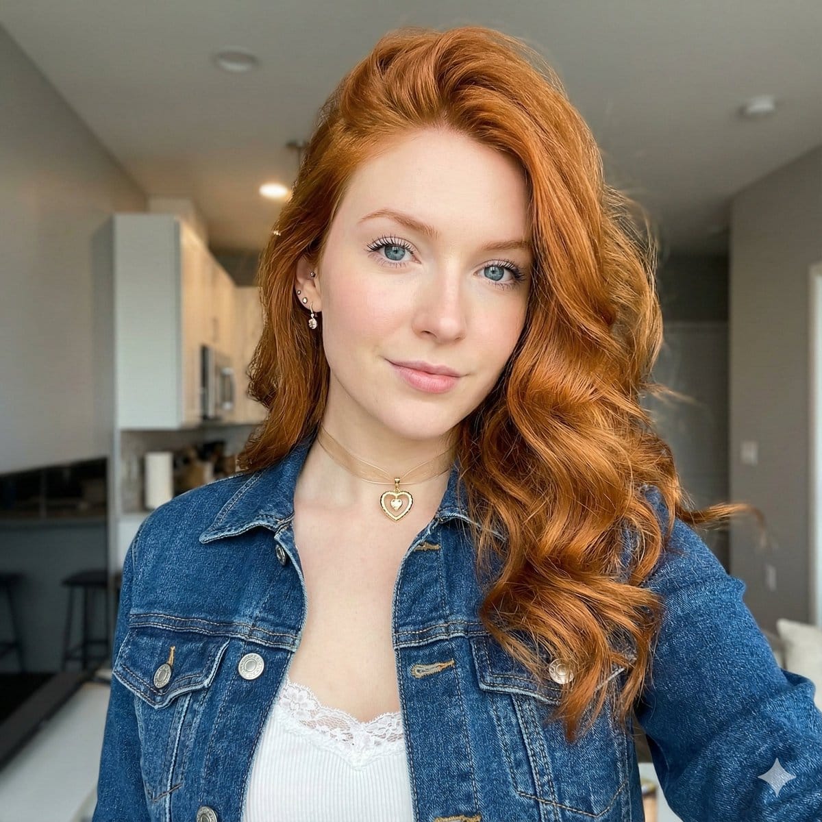 Influencer Lifestyle Portrait with Ginger Hair - AI Generated Character Style Image Example