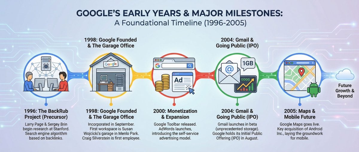 Infographic about Google’s early years - AI提示词