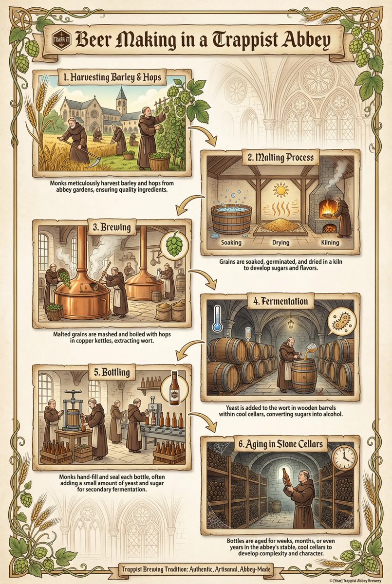 Infographic on Trappist Abbey Beer Making