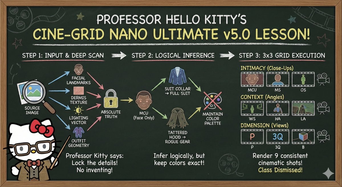 Informative Page Generation Prompt (Professor Hello Kitty) - AI Generated AI Art Style Image Example
