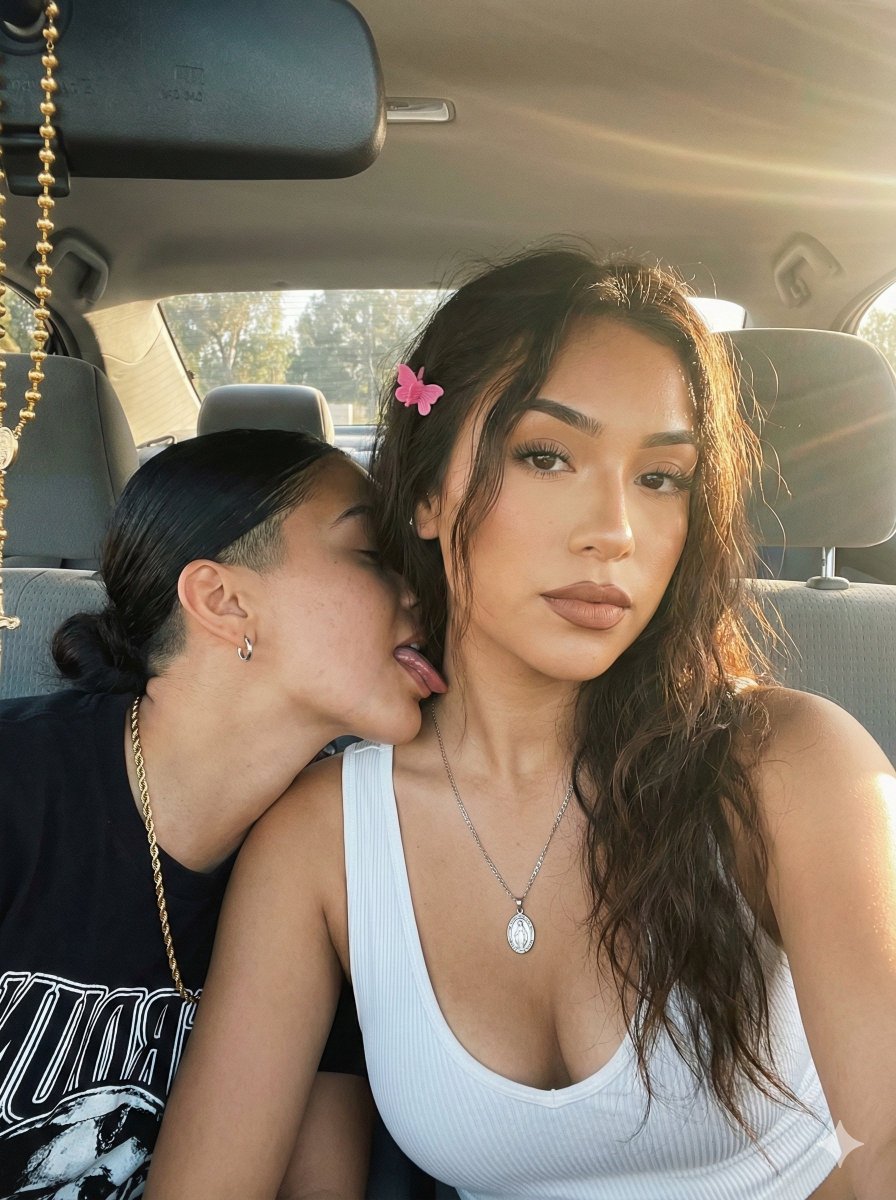Intimate Car Selfie with Two Subjects