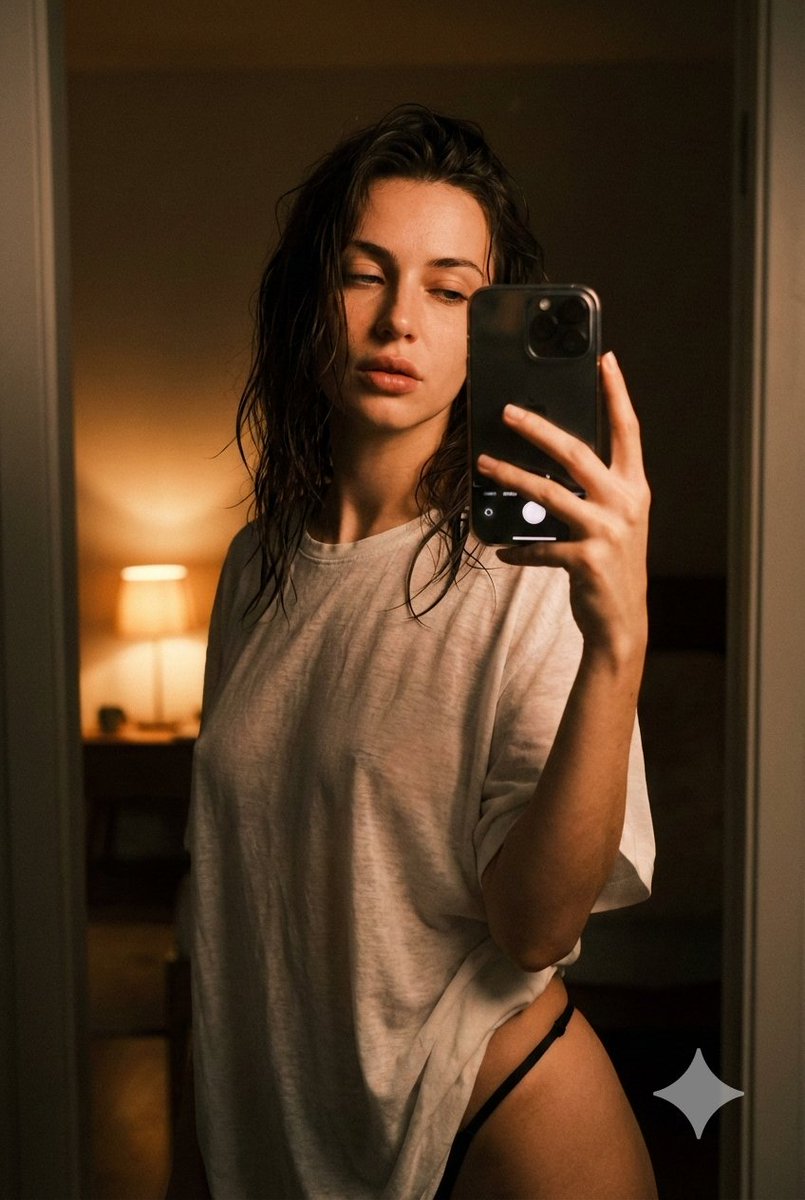 Preview image for Intimate Late Night iPhone Selfie in Oversized T-Shirt prompt