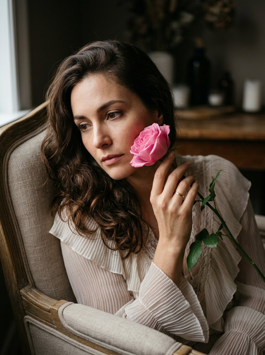 Preview image for Intimate Rose Melancholic Portrait prompt