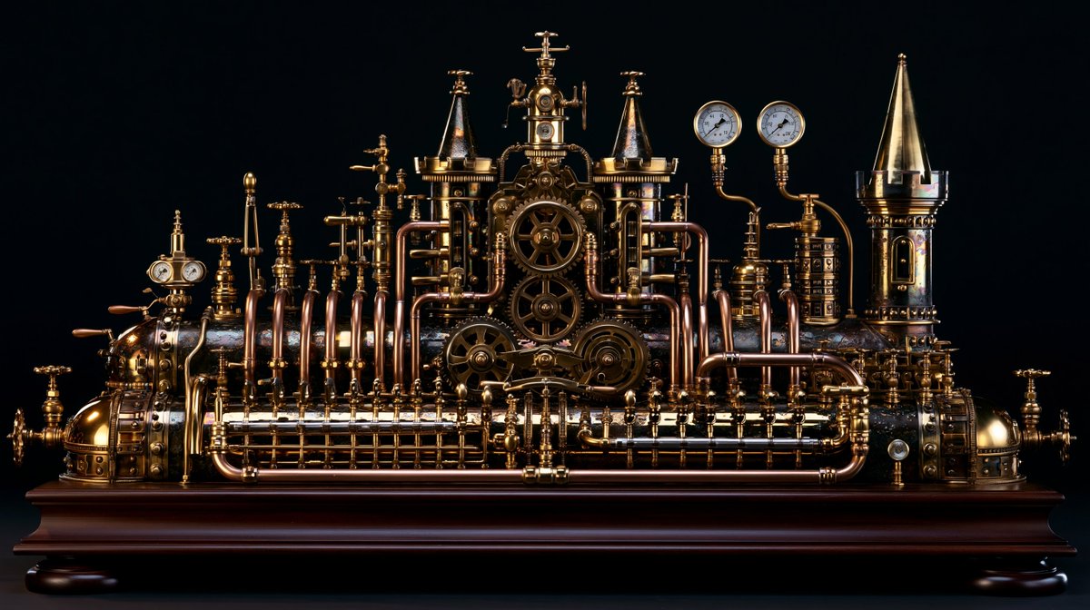 Preview image for Intricate Steampunk Mechanical Sculpture prompt