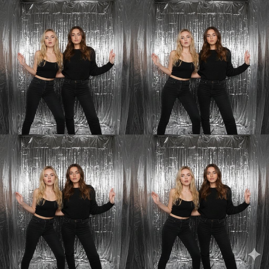 iPhone-Realistic Photobooth Collage (2x2 Grid) - AI 프롬프트