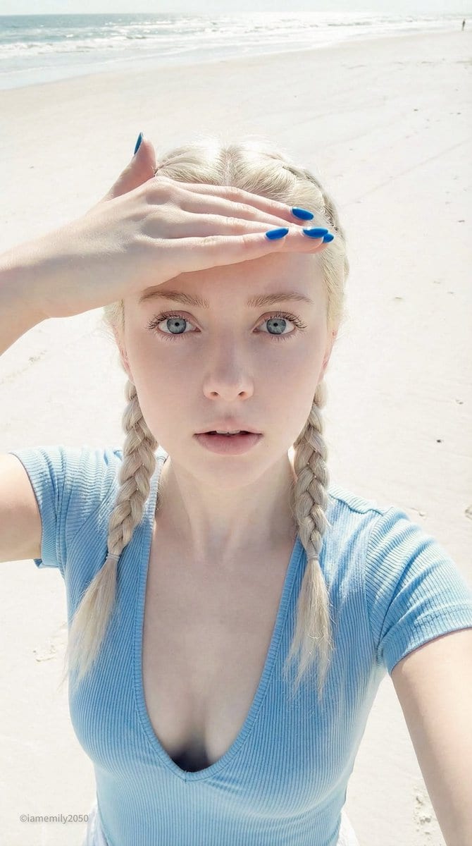 iPhone 15 Pro Candid Beach Selfie Prompt - AI Generated Realistic Style Image Example