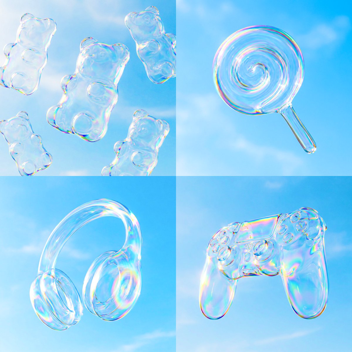 Preview image for Iridescent Bubble Object Generation prompt