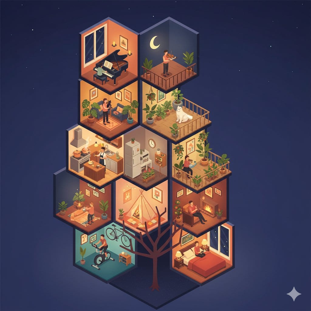 Isometric Cross-Section Illustration of a Floating Modular Apartment Building - AI Generated AI Art Style Image Example