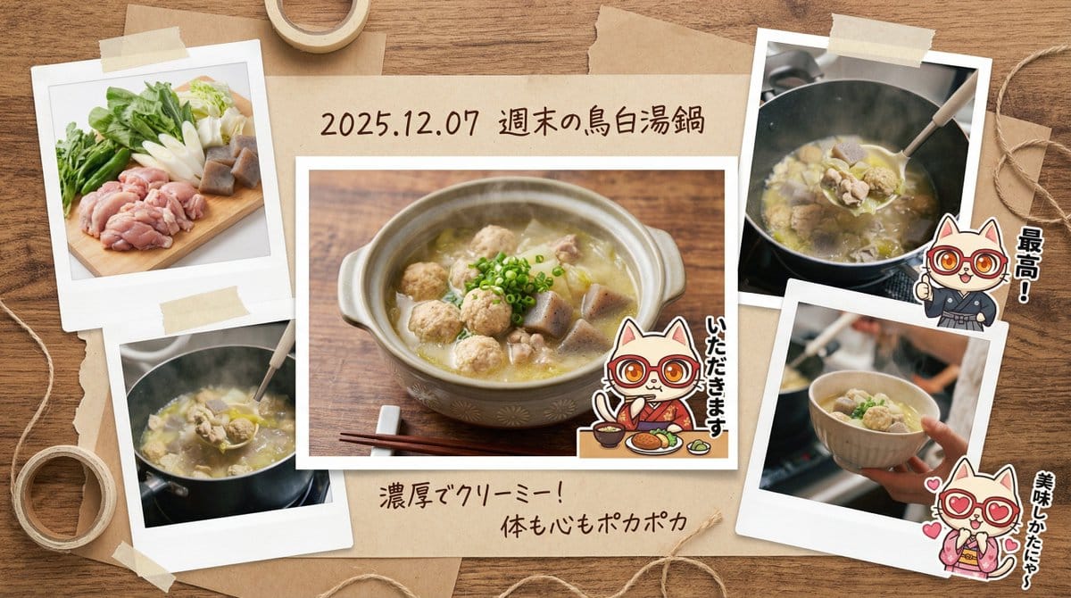 Japanese prompt for transforming a cooking photo into a scrapbook collage - Prompt IA