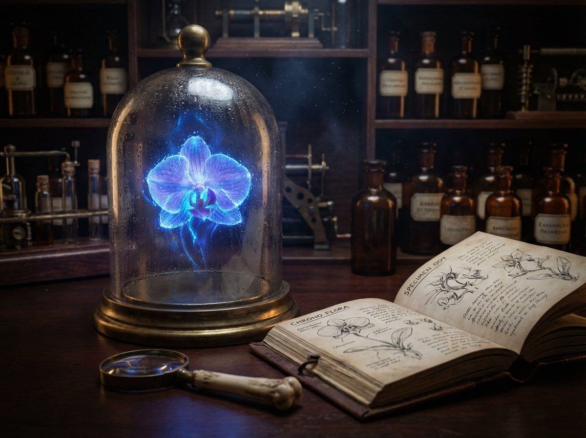 JSON Nano Banana Pro prompt for steampunk botanist workbench - AI Prompt