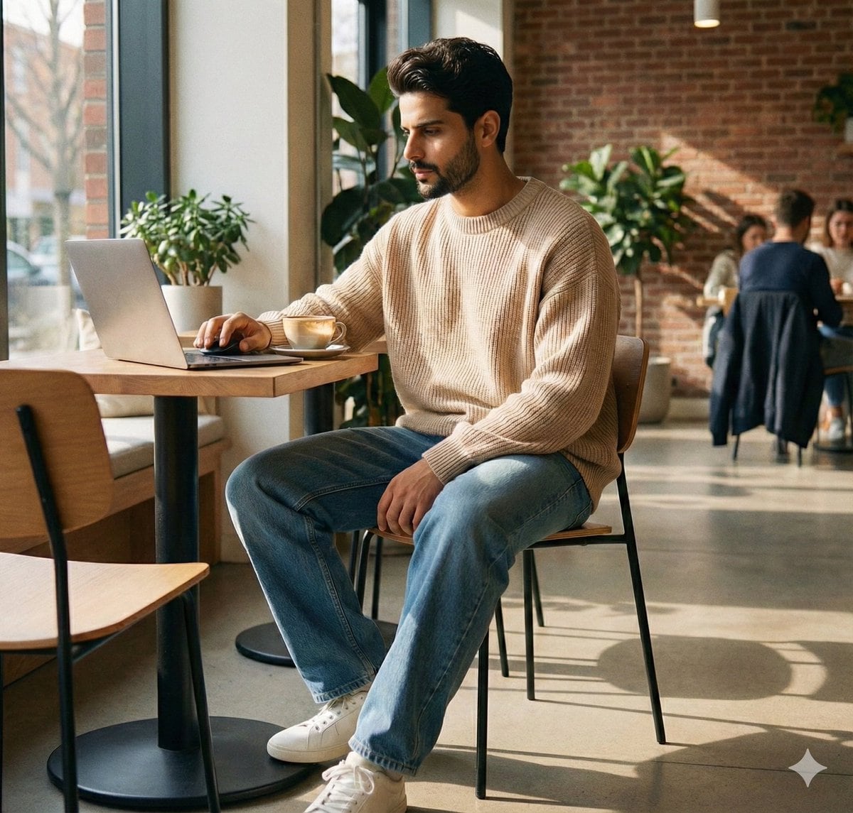 JSON Prompt for Lifestyle Portrait in Coffee Shop - AI Prompt