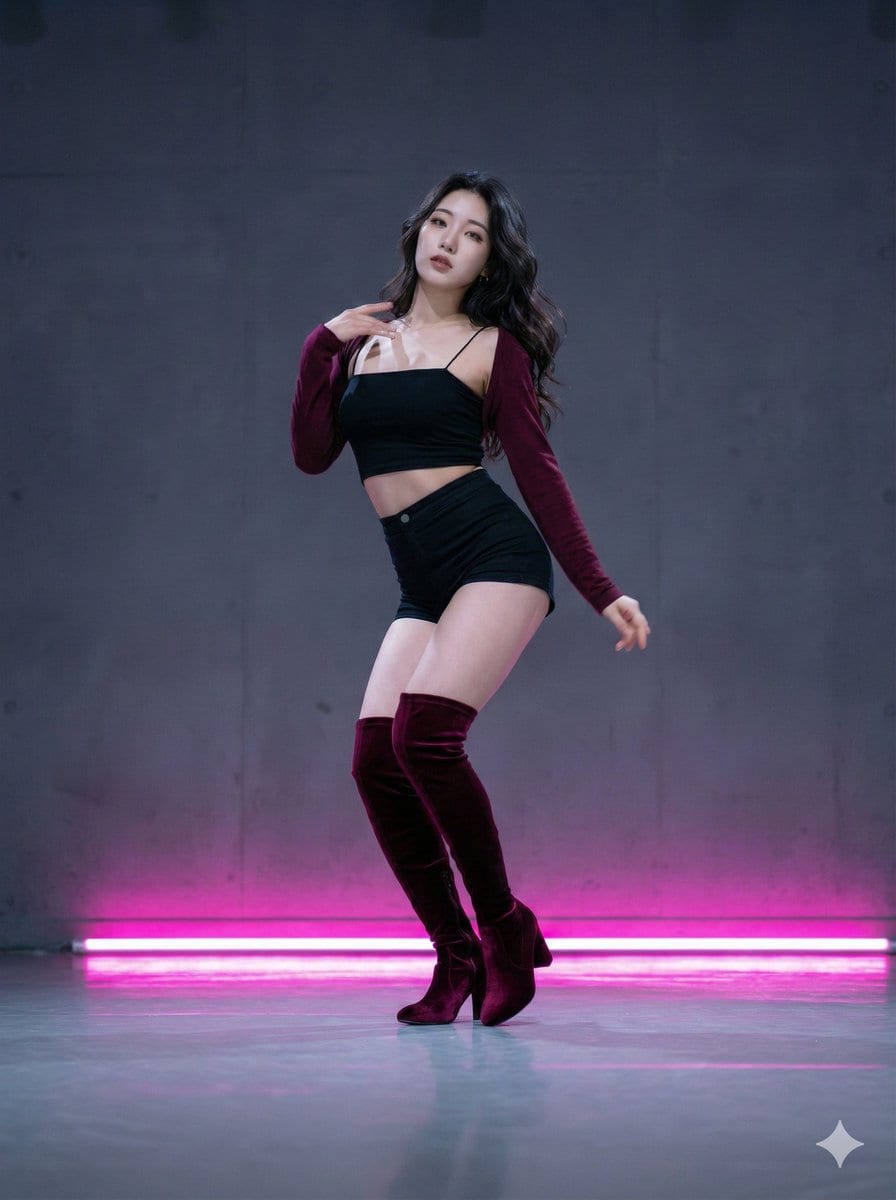 K-Pop Idol Dance Scene in Neon-Lit Studio - KI-Prompt