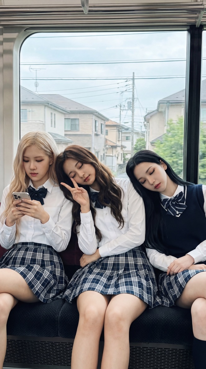 Preview image for K-pop Idols Sleeping on a Train JSON Prompt prompt