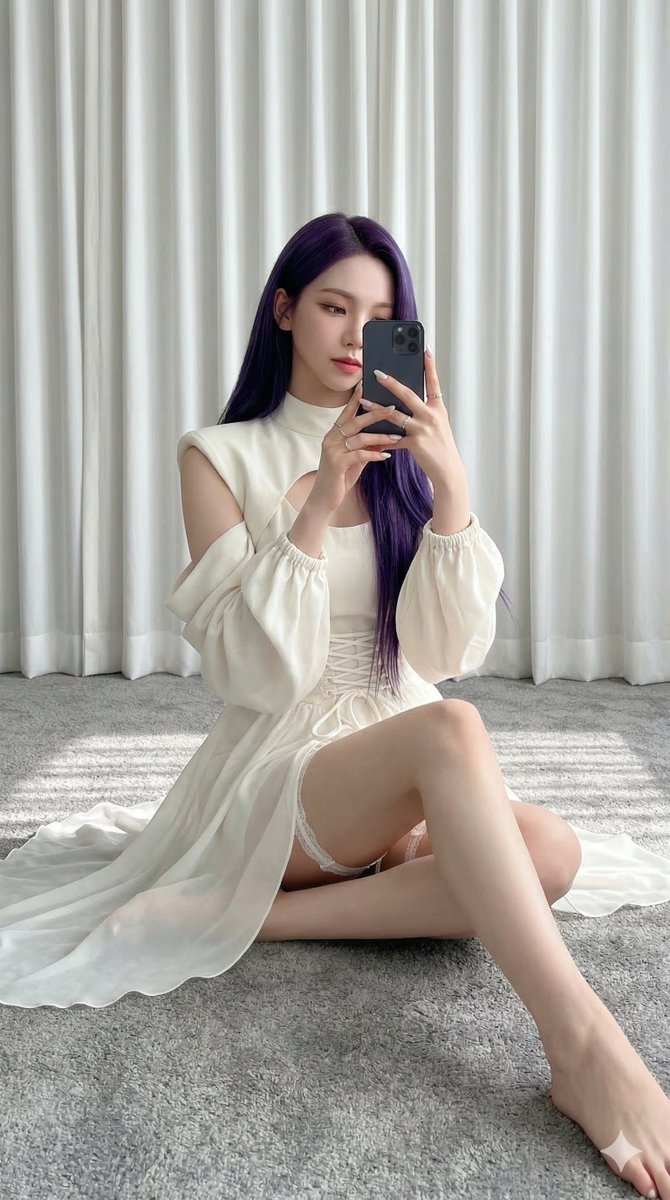 Preview image for Karina (aespa) in Ivory and Purple Hair prompt