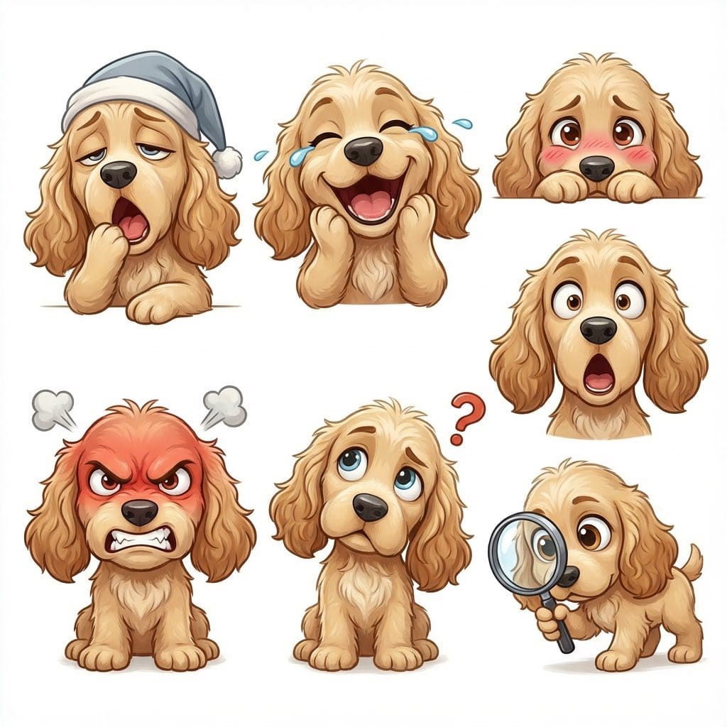 Kid-Friendly Emotion Illustrations (Cartoon Dog) - Prompt IA