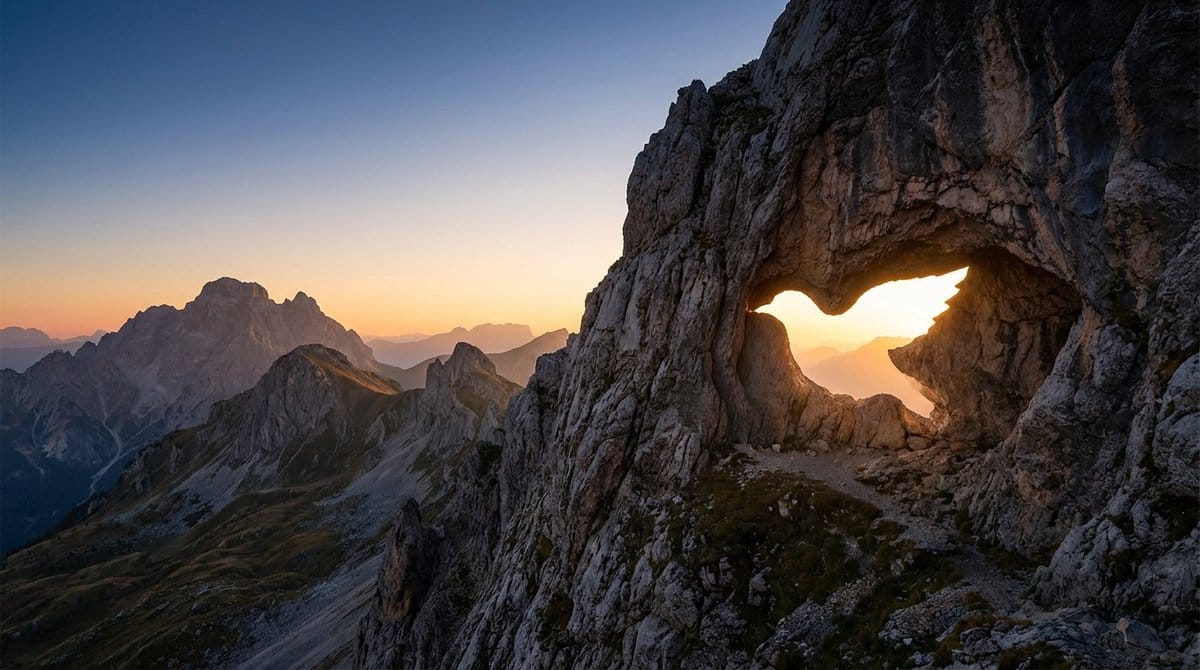 Landscape with a Shape-Shaped Cave Entrance - AI Generated Landscape Style Image