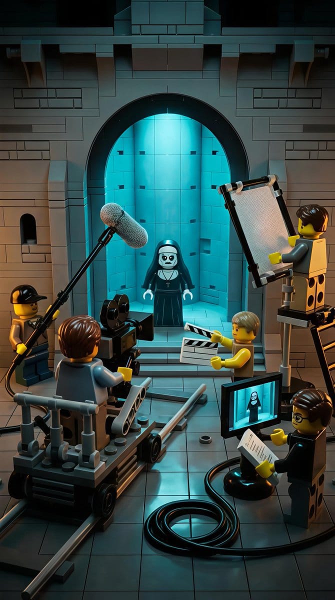 LEGO Miniature Diorama of 'The Nun' Horror Film Set - Prompt IA