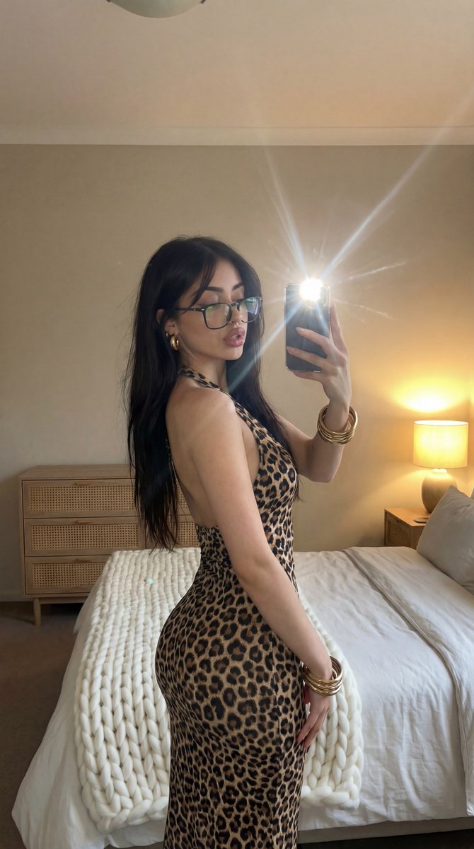 Preview image for Leopard Print Mirror Selfie Prompt prompt
