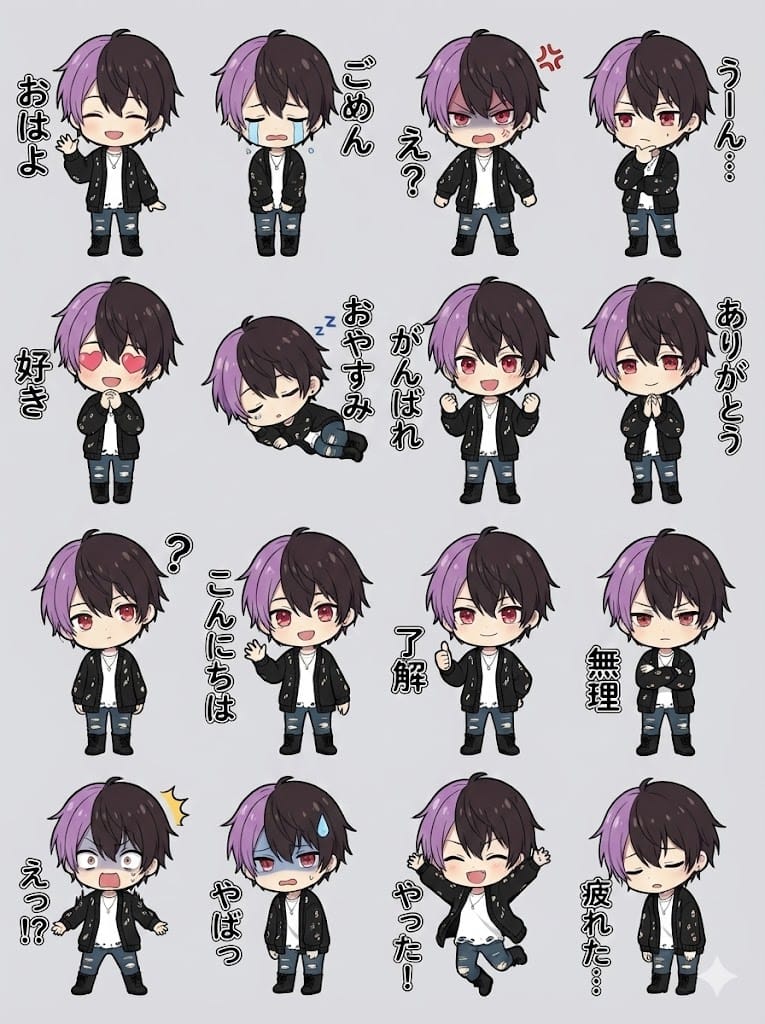 LINE sticker sheet from an attached image - AI Generated Character Style Image Example