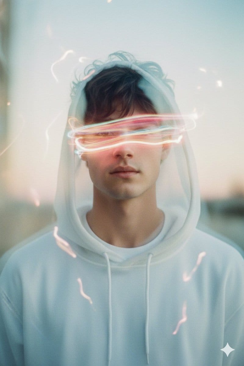 Long Exposure Light Trace Art Photography Portrait - AI Generated Character Style Image Example