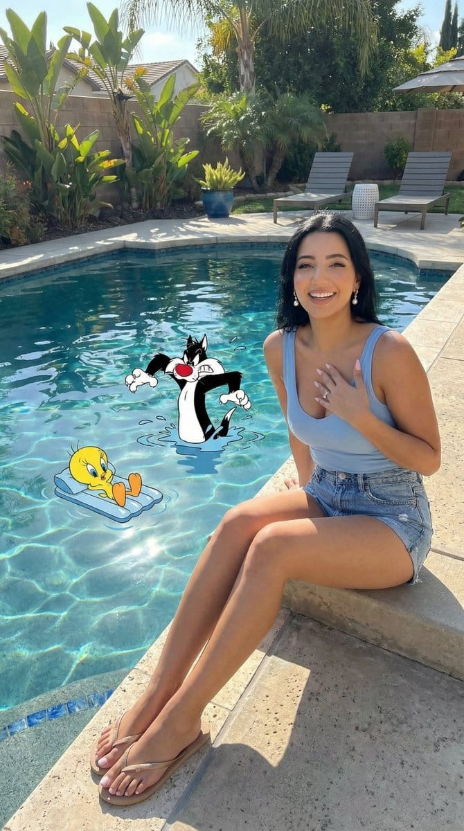 Looney Tunes Poolside Scene Prompt - Prompt IA