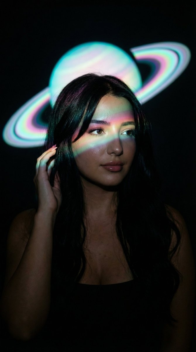 Preview image for Low-Key Saturn Projection Portrait prompt